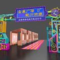 Vibrant Shopping Mall Event With Neon Lights Beauty Music Festival Trendy Lifestyle And Colorful Decorations