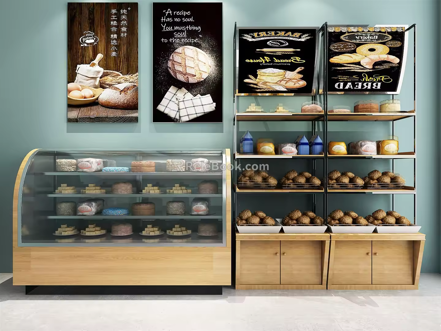 Modern Display Cabinet Bakery Shelf Baking Shop Shelf Display Rack 3d model