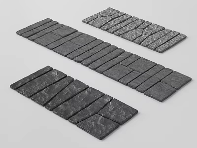 Black Stone Garden Path Paving Slabs with Various Textured Patterns 3d model