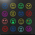 Colorful Neon Decorative Lights With Various Emoji Expressions And Bright Glow