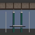Modern Bus Shelter Design Featuring Arched Roof Green Pillars Transparent Panels Information Display And Bench