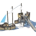 Boat Sailing Observation Deck Wooden House Customized Paradise Development Paradise Amusement Park Children's Amusement Park Playground Combination Function Slide Amusement Scoot 3d model