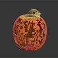 Orange Jack o Lantern With Carved Face Green Stem And Halloween Decoration