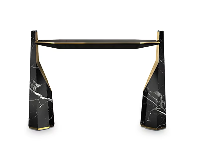 Elegant Console Table With Black Marble Top And Gold Metal Legs Design 3d model