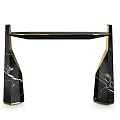 Elegant Console Table With Black Marble Top And Gold Metal Legs Design