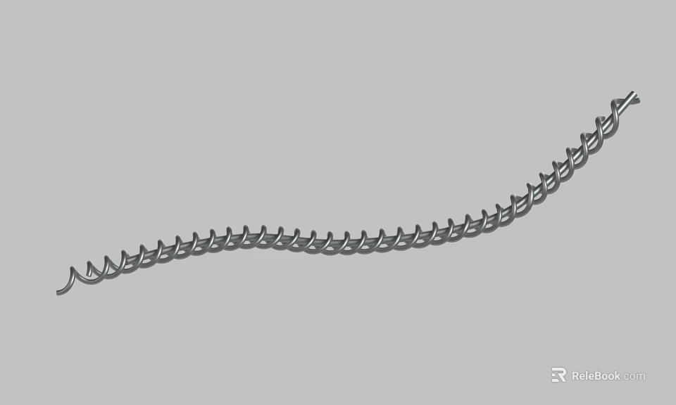 Durable Silver Metal Curved Chain With Linked Structure And Smooth Finish 3d model 
