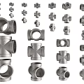 Various Metal Pipe Fittings Including Elbows Tees Crosses And Plumbing Connectors