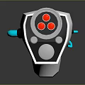 Sci Fi Weapon With White Body Red Circular Components Green Details And Blue Tubes