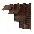 Wooden Venetian Blinds In Brown With Adjustable Slats And Detail View