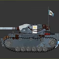 Military Tank With Camouflage Paint Cannon Flag On Top Tracks And Equipment Details