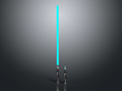 Blue Glowing Lightsaber Weapon With Two Metallic Hilts On Dark Background 3d model
