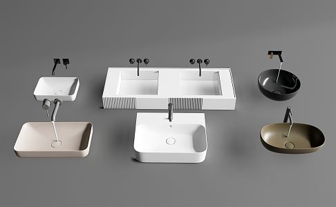 Modern wash basin simple table basin combination 3d model