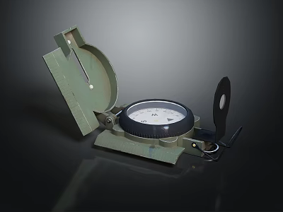 Vintage Green Military Style Metal Compass Decorative Ornament Set for Home Decor 3d model