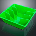 Green Plastic Pet Feeding Container With Divided Compartments And Holes 3d model