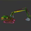 Rusty Yellow Heavy Duty Excavator Utility Vehicle With Tracks And Bucket