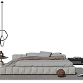 Modern Double Bed Simple Double Bedside Table Combination 3d model