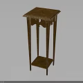 Wooden Side Table with Square Top Lower Shelf and Carved Brown Legs