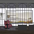 French Style Glass Partition French Style Screen Partition French Style Glass Screen Partition Embossed Glass 3d model