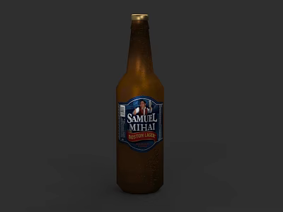 Samuel Adams Boston Lager Brown Bottle With Gold Cap And Beer Glass 3d model