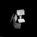 Modern Office Appliances Retail Checkout Terminals with Touchscreen Displays Black White Design Payment Systems