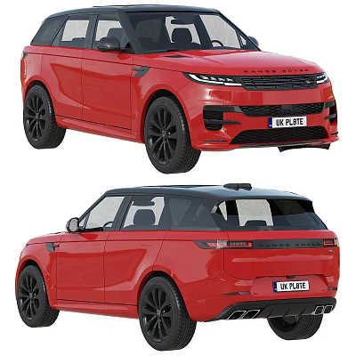 Red Range Rover Sporty Exterior Design With Front And Rear Views And Black Wheels 3d model