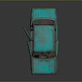 Vintage Teal Sedan Car With Rusted Exterior And Retro Classic Design