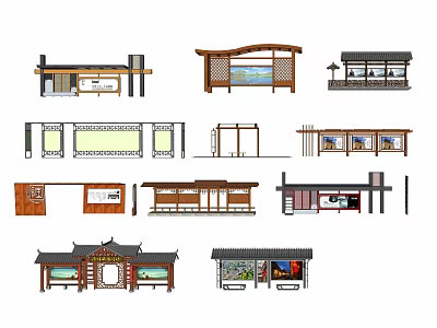 Traditional And Modern Bus Station Architectural Designs With Waiting Areas And Ticket Counters 3d model