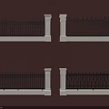 Various Iron Railings With White Pillars And Intricate Decorative Patterns 3d model