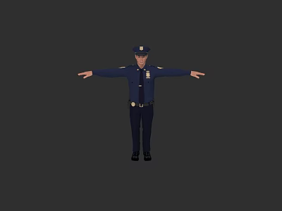 Man in Police Uniform Standing with Arms Outstretched in Full Body Pose 3d model