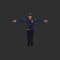 Man in Police Uniform Standing with Arms Outstretched in Full Body Pose