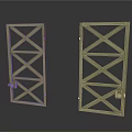 Two Metal Gates With Cross Design Structure And Hinges On White Background