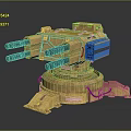 Turret Turntable Railgun Sci-fi Tower Defense Game Tower Defense Sci-fi Turret Game Turret Game Battery 3d model