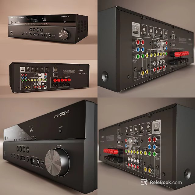 Professional Audio Amplifier With Multiple Interface Ports And Knob Controls For Home Sound System 3d model 