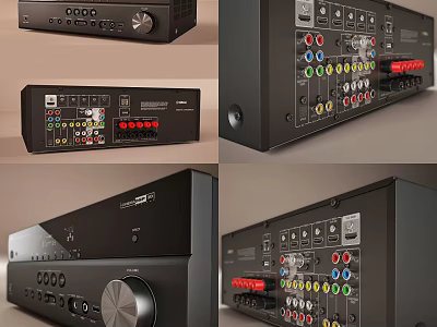 Professional Audio Amplifier With Multiple Interface Ports And Knob Controls For Home Sound System 3d model