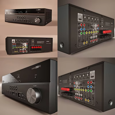 Professional Audio Amplifier With Multiple Interface Ports And Knob Controls For Home Sound System 3d model