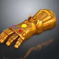 Golden Infinity Gauntlet Sculpture With Colorful Gems And Intricate Carved Details