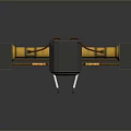 Industrial Mechanical Device With Yellow Structure Black Red Components Circular Center Support Legs