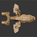 Golden Futuristic Spacecraft Model With Advanced Aerospace Design And Metallic Structure