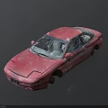 Pink Sedan Car With Textured Surface And 3D Model On Dark Background