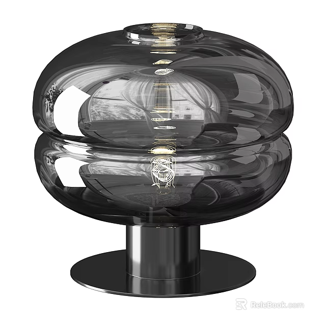Modern Table Lamp Design With Double Transparent Globe Shades And Black Base 3d model 
