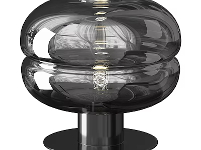 Modern Table Lamp Design With Double Transparent Globe Shades And Black Base 3d model