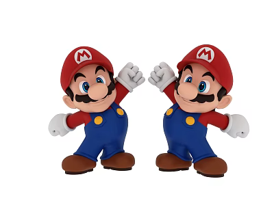 Decorative Figurine Set Featuring Two Mario Characters With Red Hats Blue Overalls 3d model