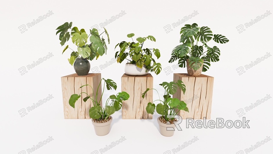 Bamboo plants potted model