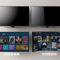 Modern Smart TV Screens Displaying Entertainment Content And App Interfaces 3d model
