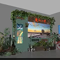 Charming Magic Shop Exterior With Green Plants Decorative Lights Red Bicycle And Wooden Signboard