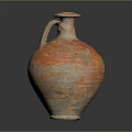 Ancient Clay Jar With Rustic Orange Brown Texture Handle And Lid 3d model