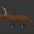 High Quality Pixel Style Triceratops 3D Model With Brown Block Structure And Horn Details