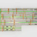 3D Engineering Construction Structure Model With Green And Orange Support Lines