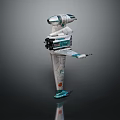 Sleek Blue And White Futuristic Mechanical Robot With Head Body Leg Structure And Glowing Details