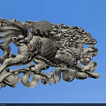 Intricate Silver Carved Kylin Design With Cloud Patterns And Ornamental Details